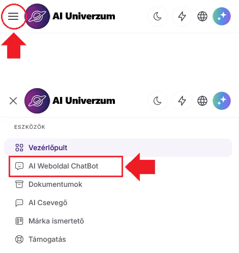 HelloBot Chatbot megnyitás - Mobilon