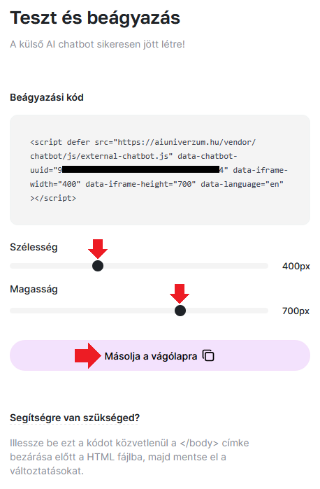 HelloBot Chatbot Beágyazás