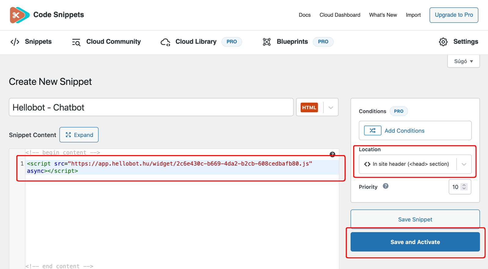 Chatbot integrálása WordPress-be